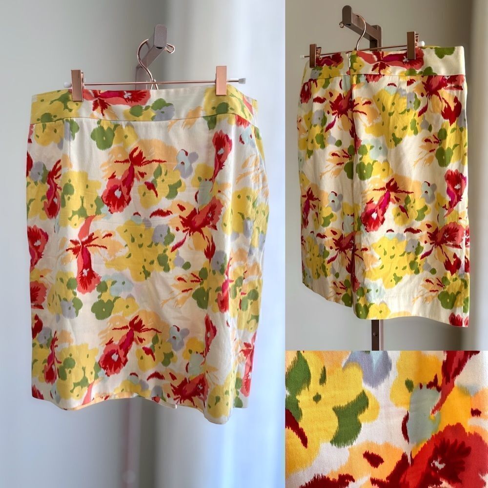 J. Crew floral pastel pencil skirt Size 14